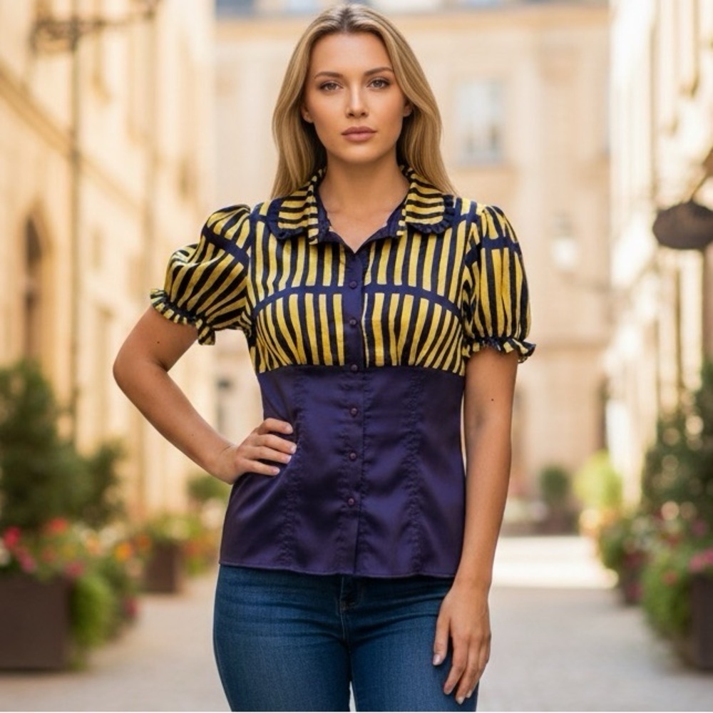 Vintage retro style silk feel blouse